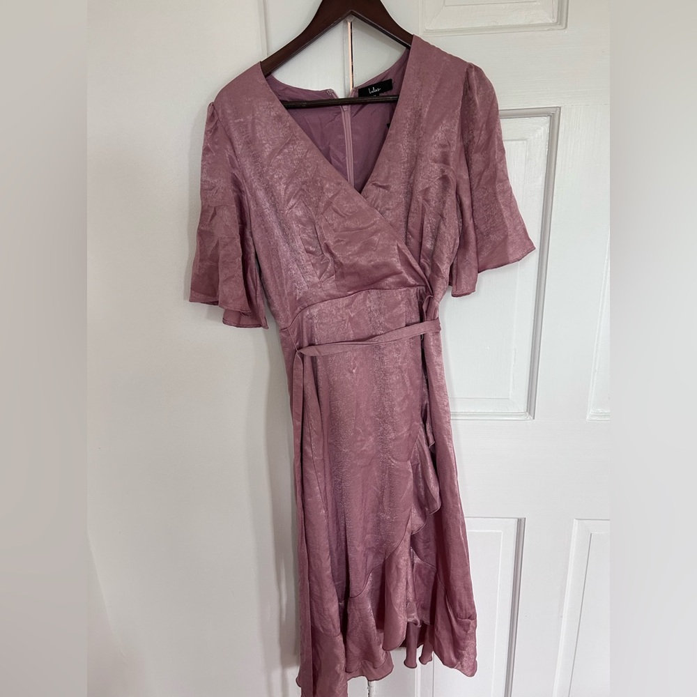 Lulu’s Elegant Mauve Wrap Dress